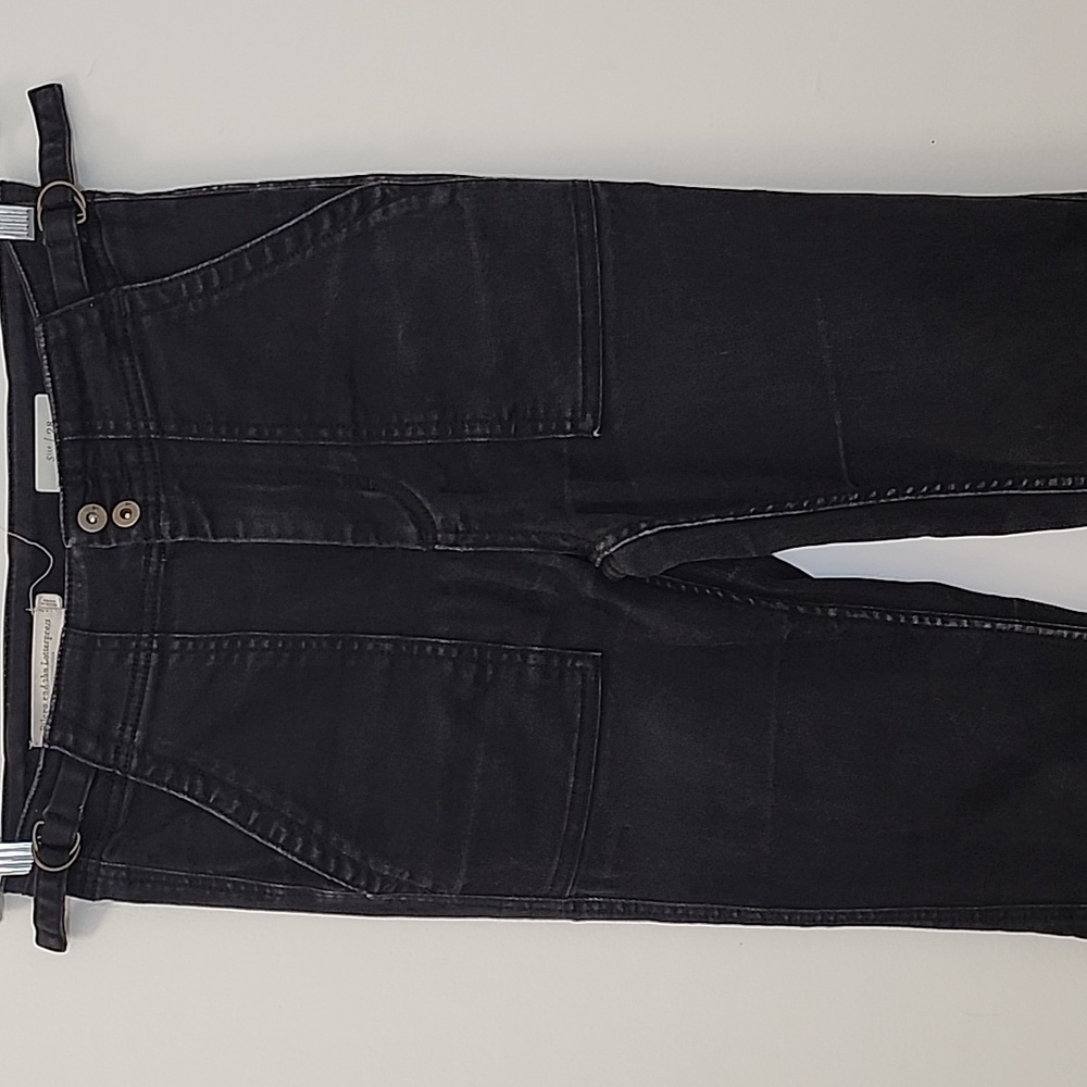 Anthropologie  Patch Pocket Pilcro The Icon Wide Leg Flare Jeans Black  28 - Picture 5 of 16